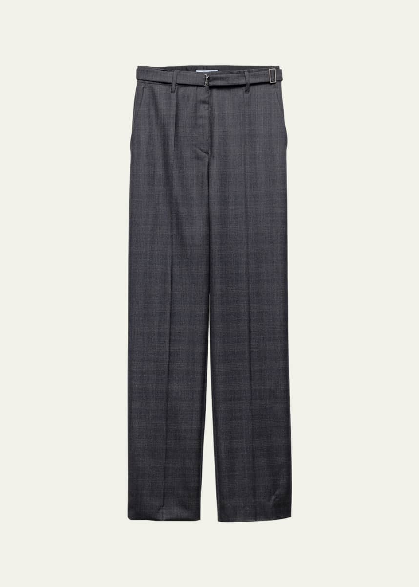 Prada Fantasia 130S Plaid Straight Leg Wool Pants