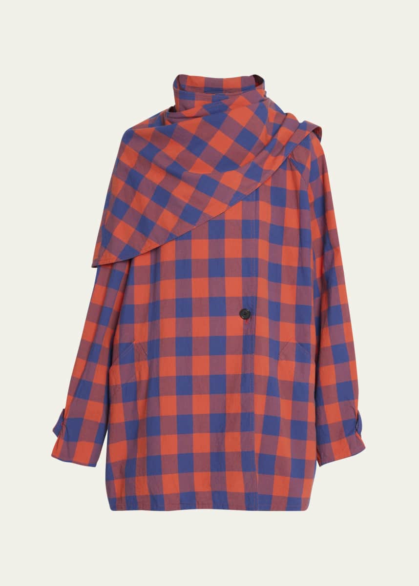 THE ROW Tina Check Draped Jacket
