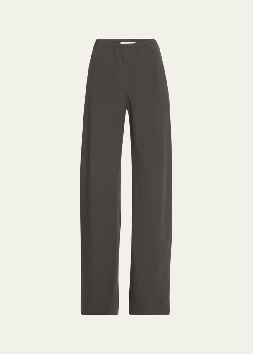 THE ROW Gala Silk-Linen Straight-Leg Pants