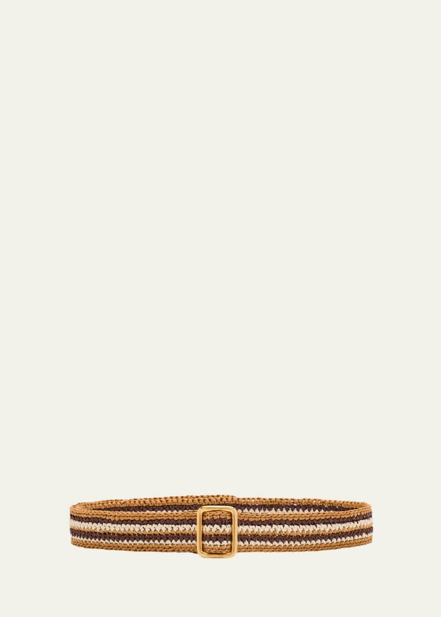 THE ROW Ara Striped Straw Belt