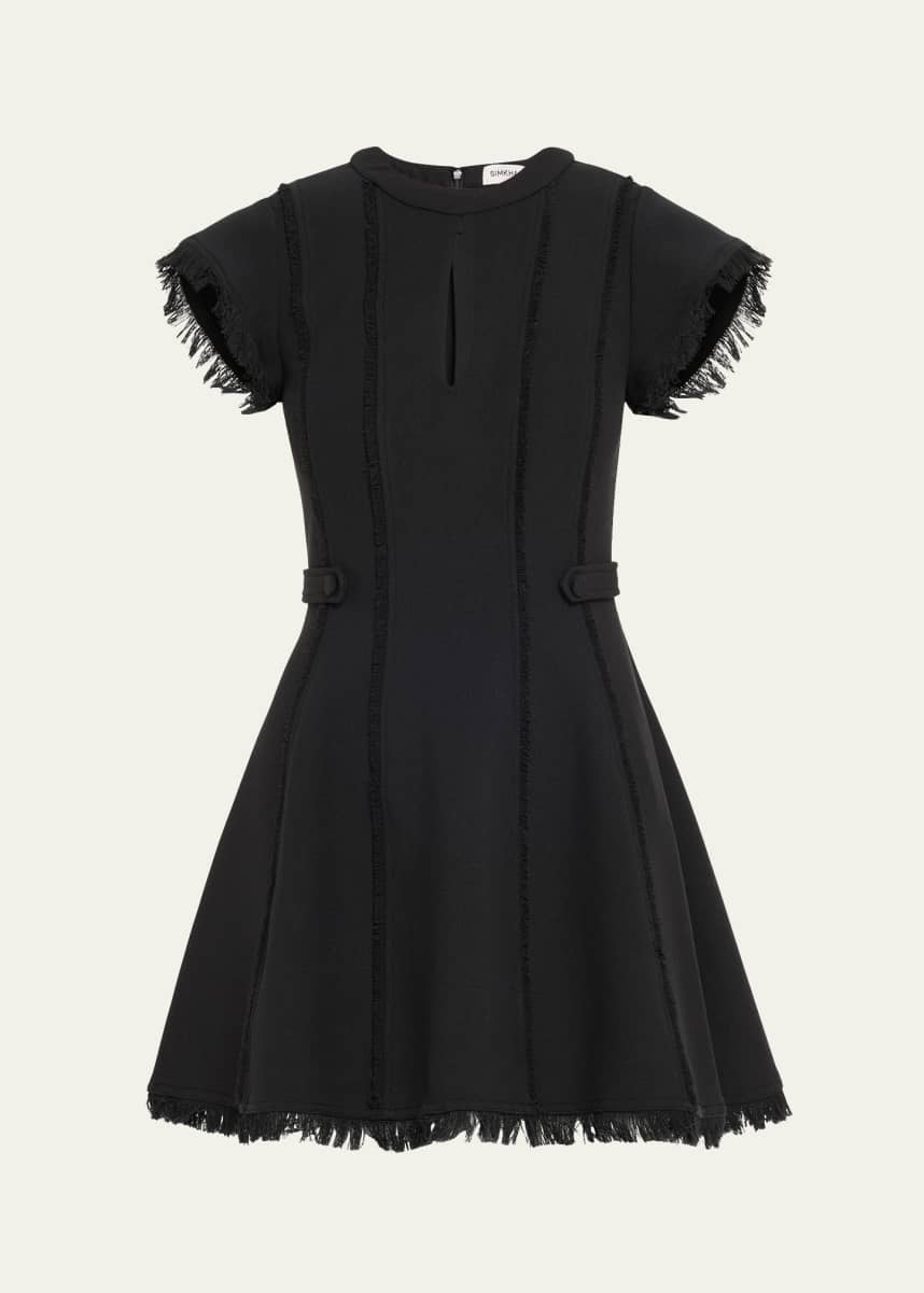 SIMKHAI Anielle Fringe Short-Sleeve Mini Dress