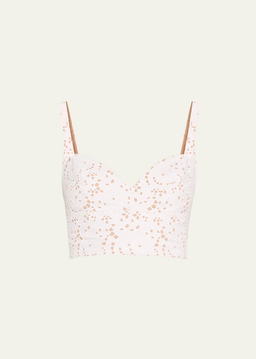 Michael Kors Collection Broderie Anglaise Crop Bustier Top