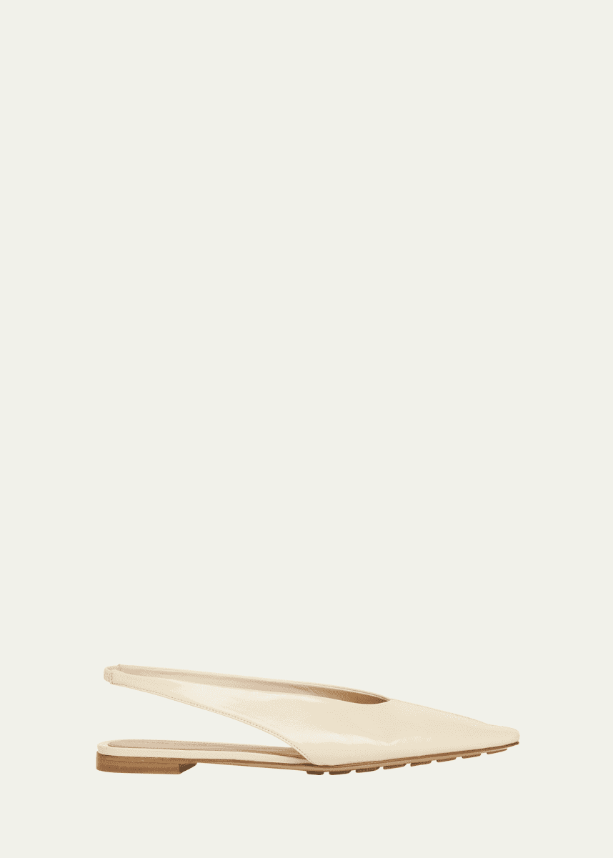 Bottega Veneta Slingback Pointed Leather Ballet Flats