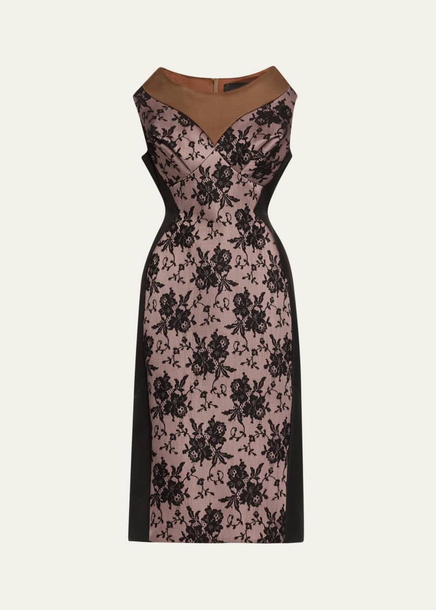 Marc Jacobs Runway Structured Lace Inset Midi Dress