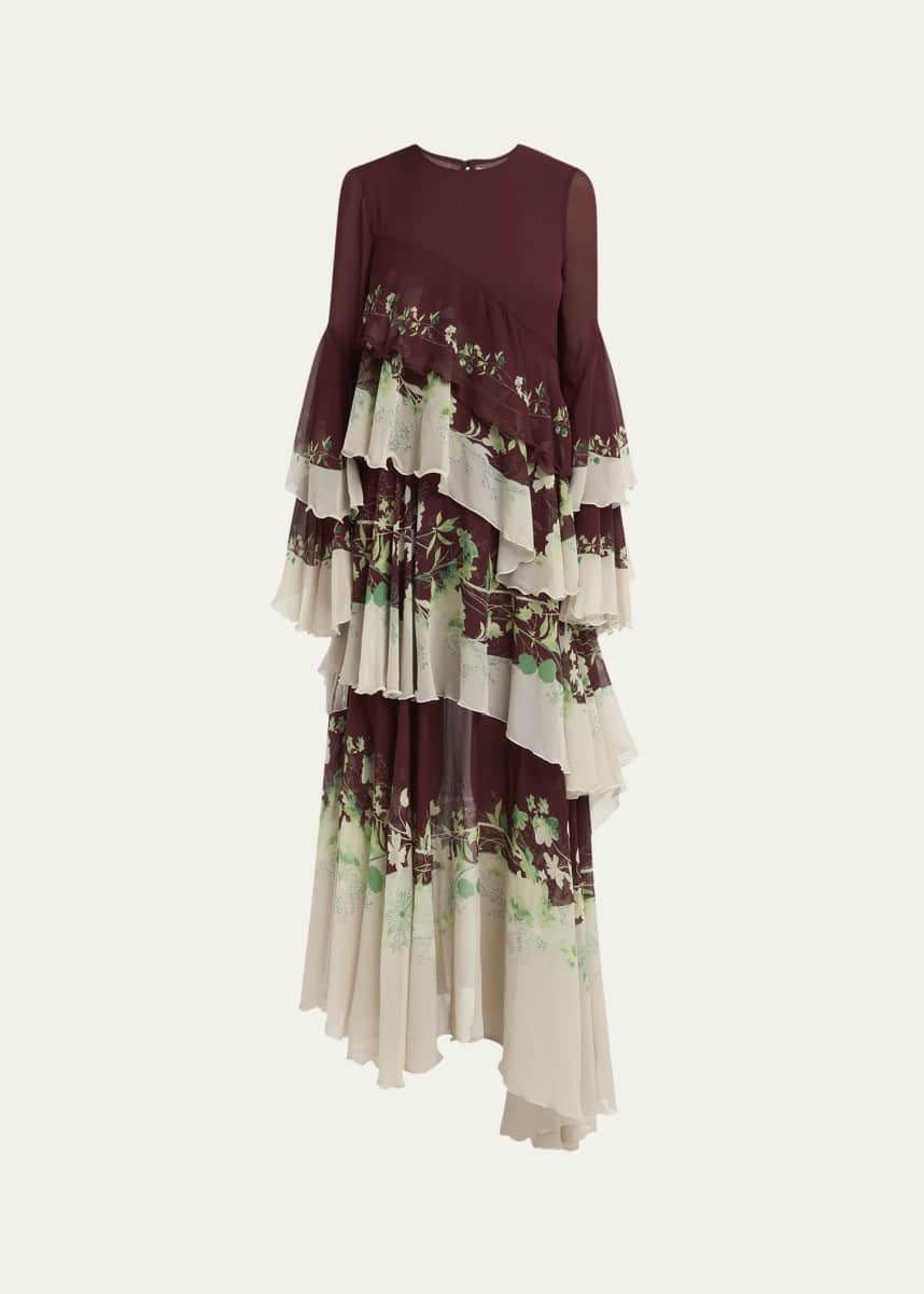La DoubleJ Naiad Floral Tiered Long Cascading Dress