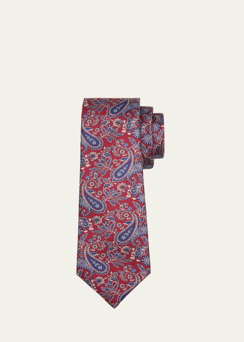 Kiton Men's Paisley Silk 7-Fold Tie
