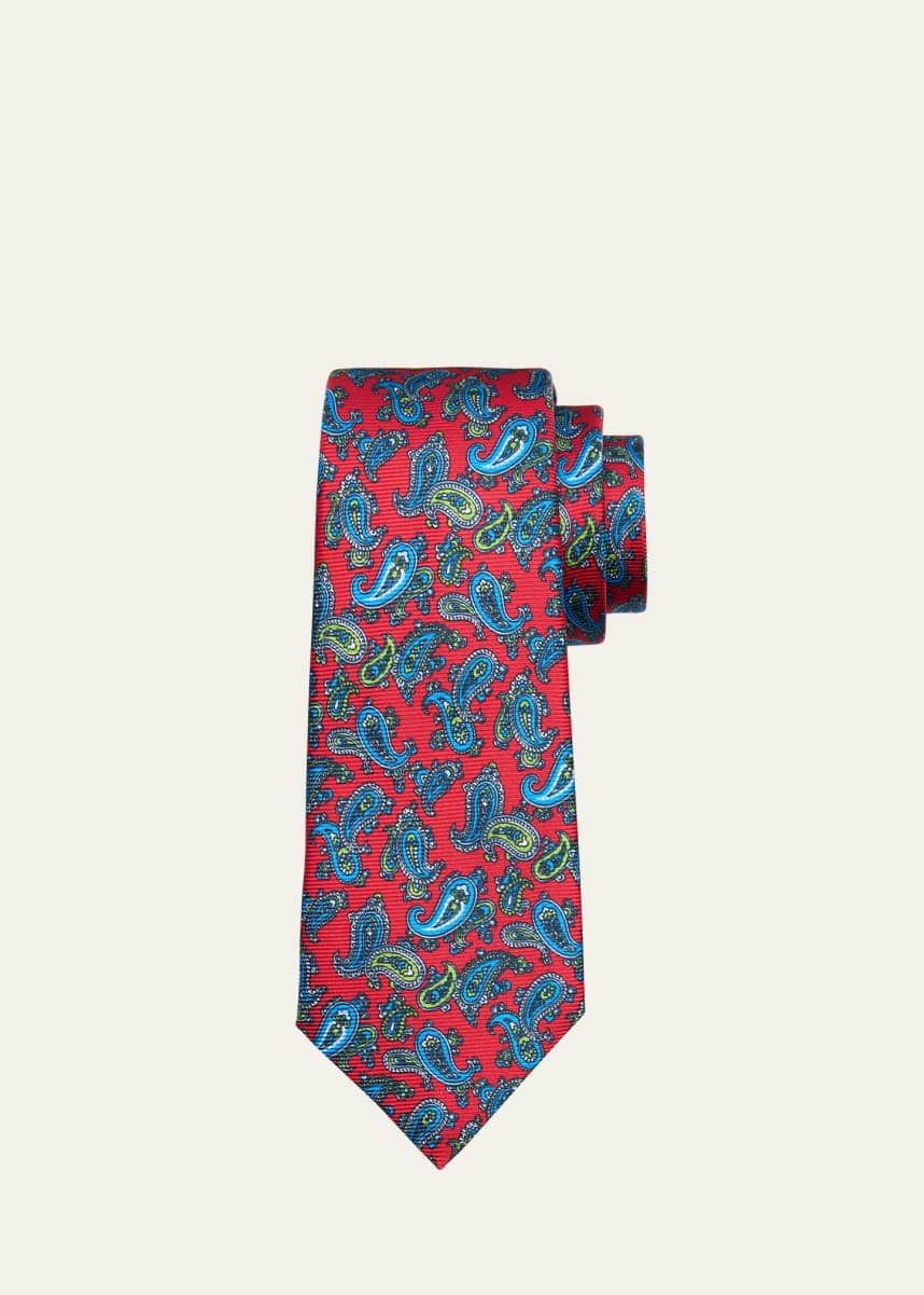 Kiton Men's Paisley Silk 7-Fold Tie