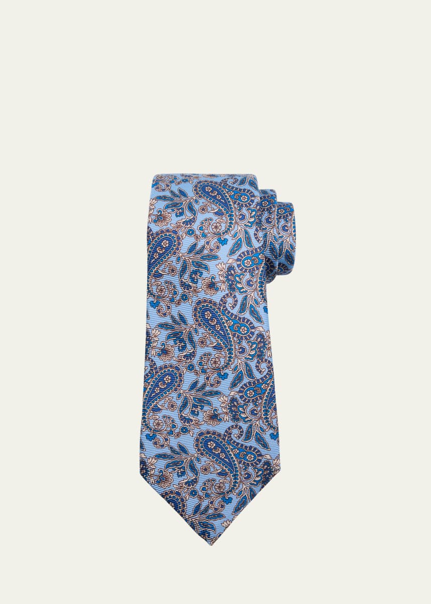 Kiton Men's Watercolor Paisley Silk 7-Fold Tie