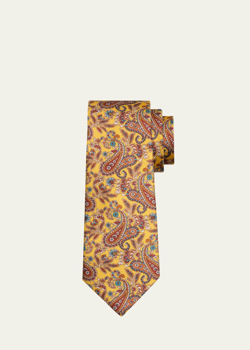 Kiton Men's Watercolor Paisley Silk 7-Fold Tie