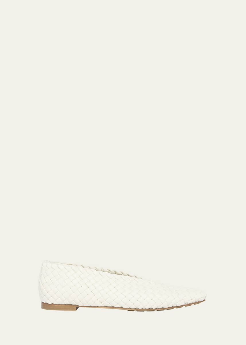 Bottega Veneta Mini Lido Intrecciato Leather Ballerina Flats