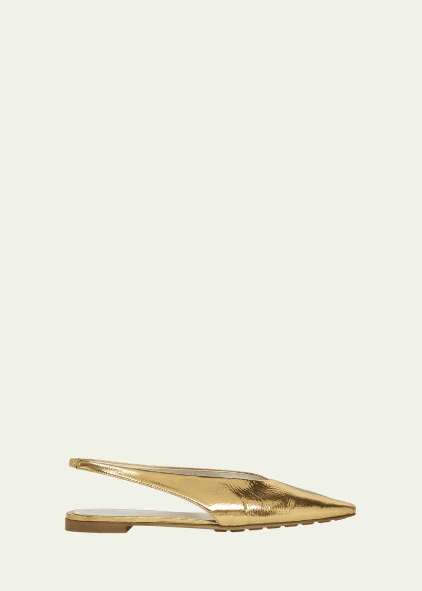 Bottega Veneta Metallic Leather Slingback Ballerina Flats