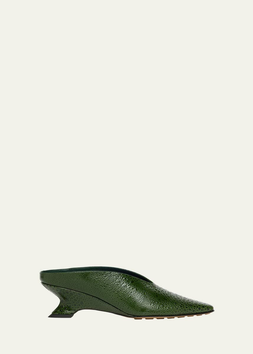 Bottega Veneta Frog-Print Leather Kitten-Heel Mules