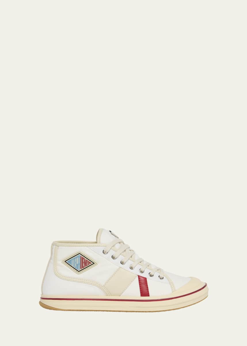 Bottega Veneta Summer Canvas Leather High-Top Sneakers