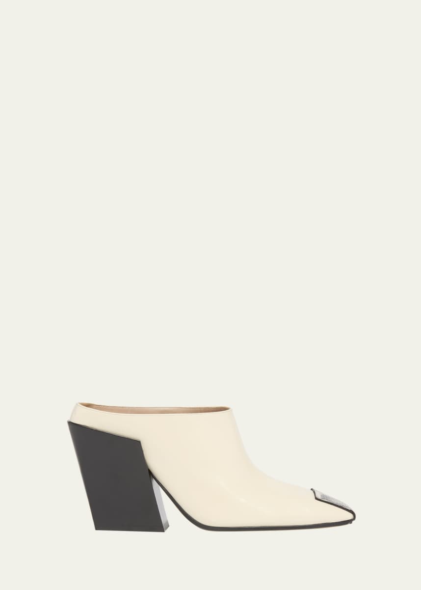 Bottega Veneta Okinawa Mixed Leather Square-Toe Mules