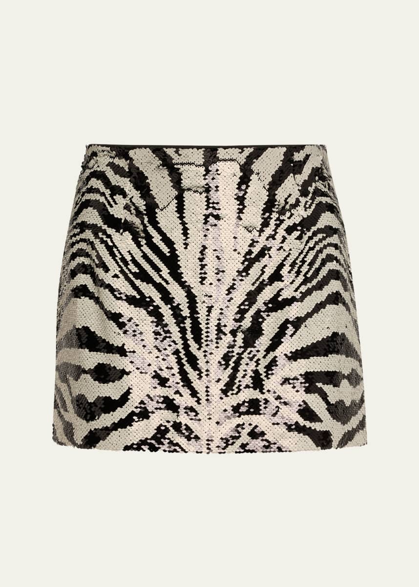 Cinq a Sept Juno Sequined Zebra Mini Skirt