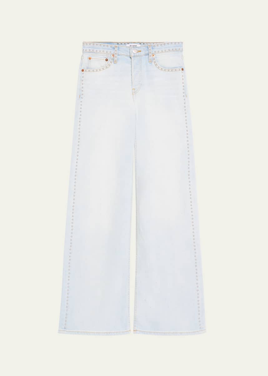 RE/DONE Studded Wide-Leg Jeans