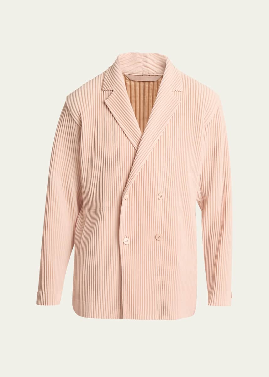 Homme Plisse Issey Miyake Men's Pleated Double-Breasted Sport Coat