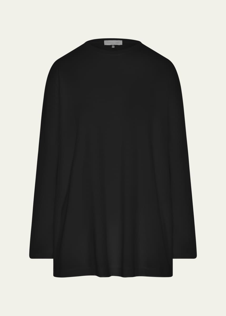 Eskandar Long-Sleeve Smaller Round-Neck Top (Long Length)