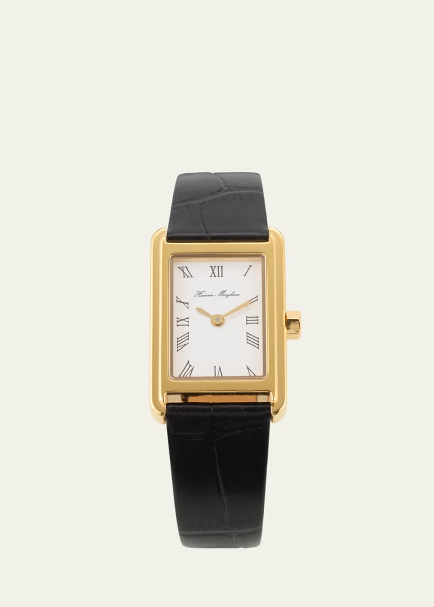 Heaven Mayhem Icon Watch with Leather Strap, Gold