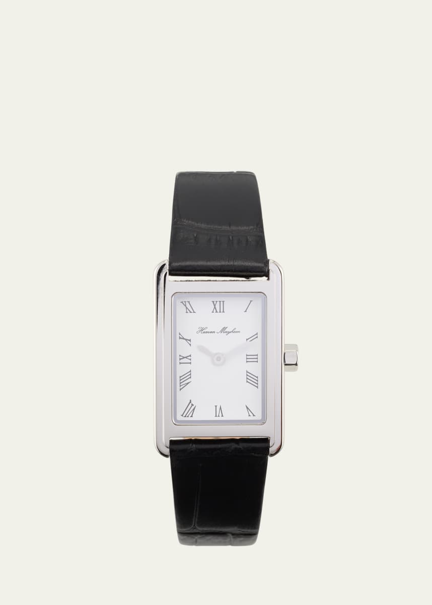 Heaven Mayhem Icon Watch with Leather Strap, Silver