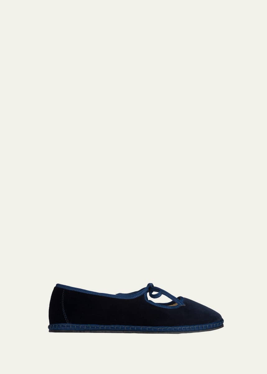 Vibi Venezia Brigitte Cotton Mary Jane Tie Flats