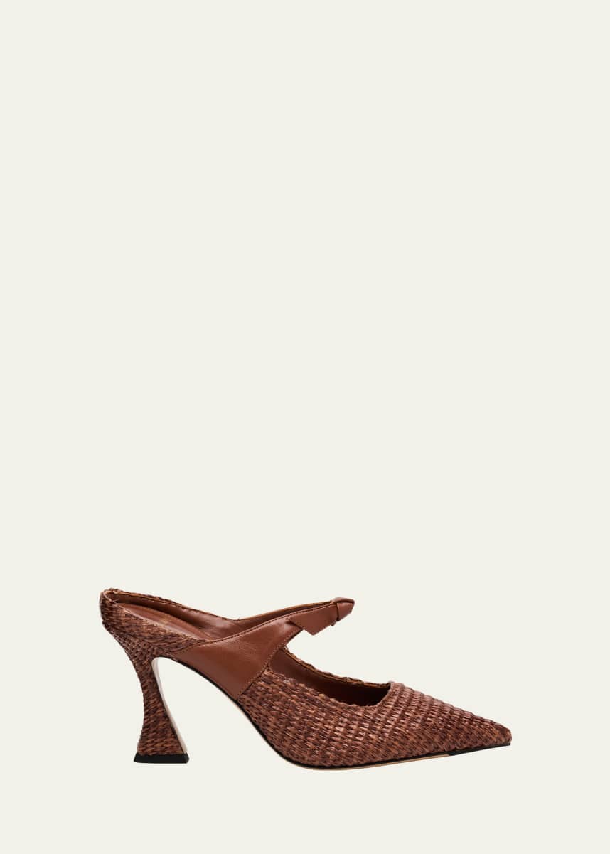 Alexandre Birman Woven Raffia and Leather Pumps