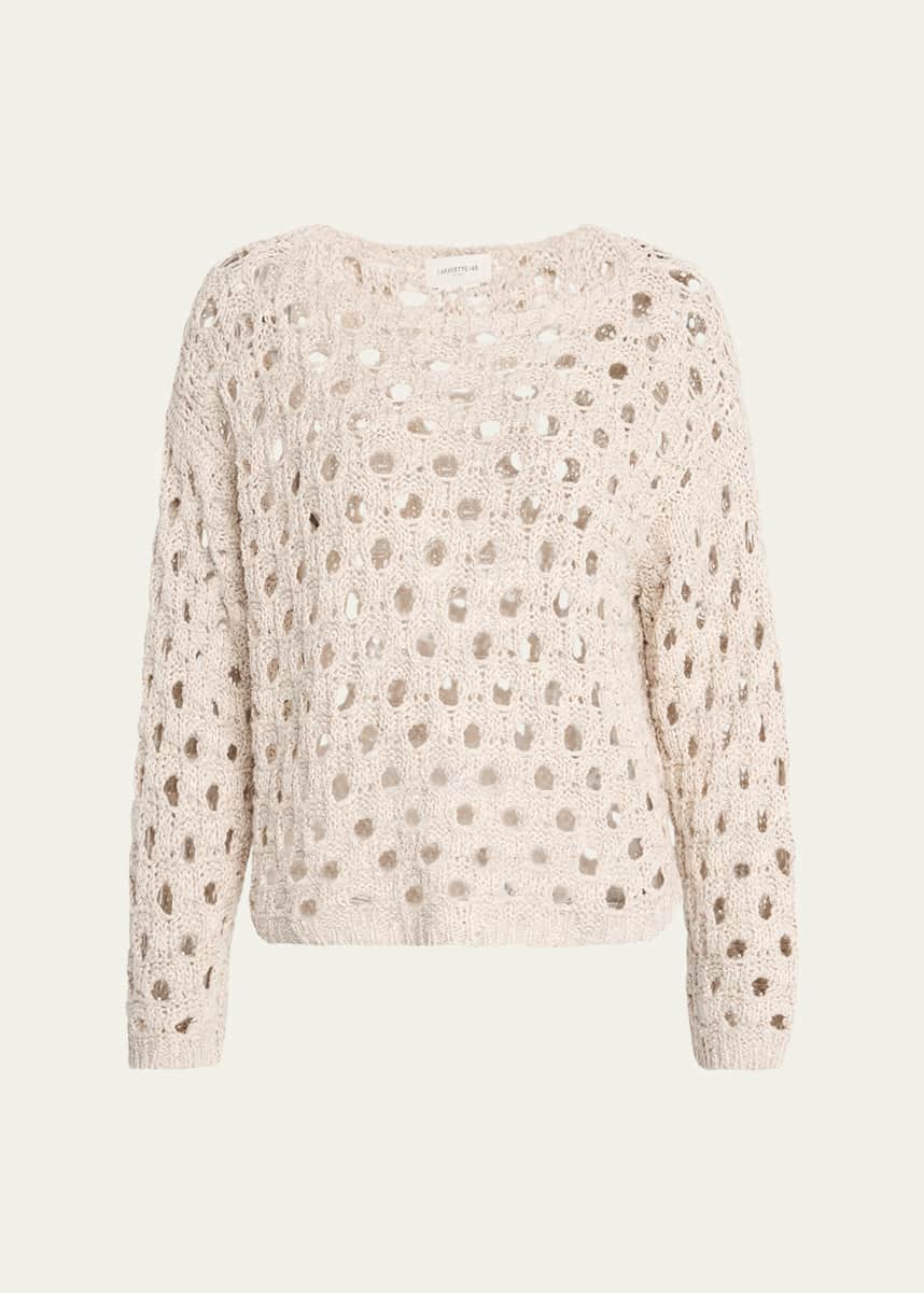 Lafayette 148 New York Bateau-Neck Open Knit Sweater