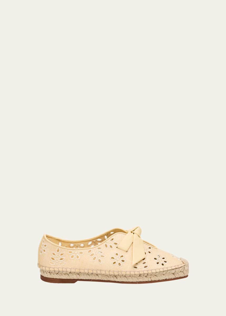Alexandre Birman Clarita Eyelet Raffia Leather-Knot Espadrilles