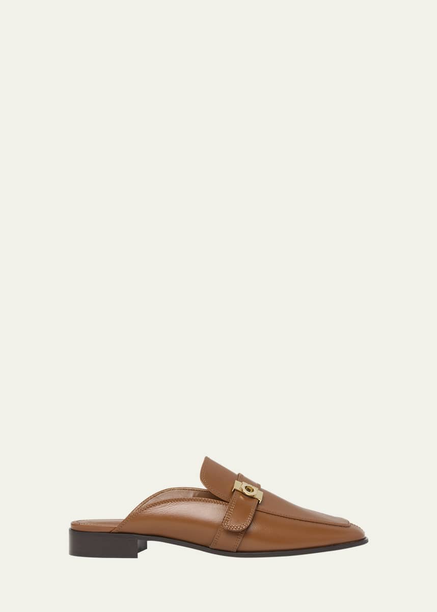 Ferragamo Mavira Leather Gancini Strap Loafer Mules