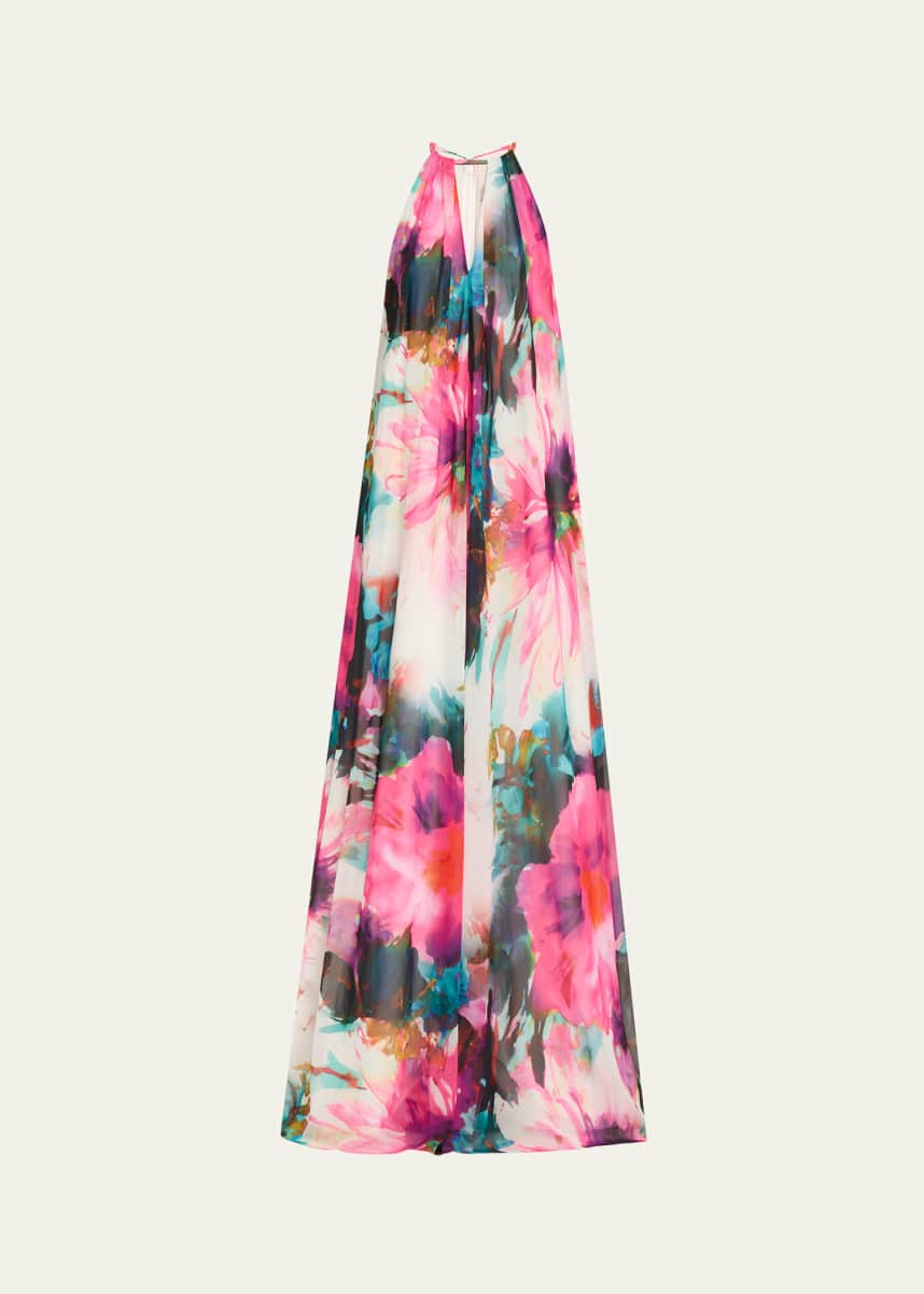 Badgley Mischka Laser Cut Flower Trapeze Gown