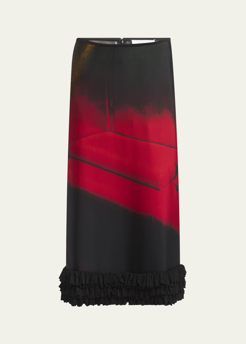 Jil Sander Abstract Straight Ruched Midi Skirt
