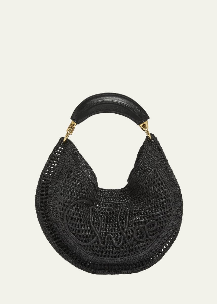 Chloe Summer Banana Top-Handle Bag in Crochet Fabric