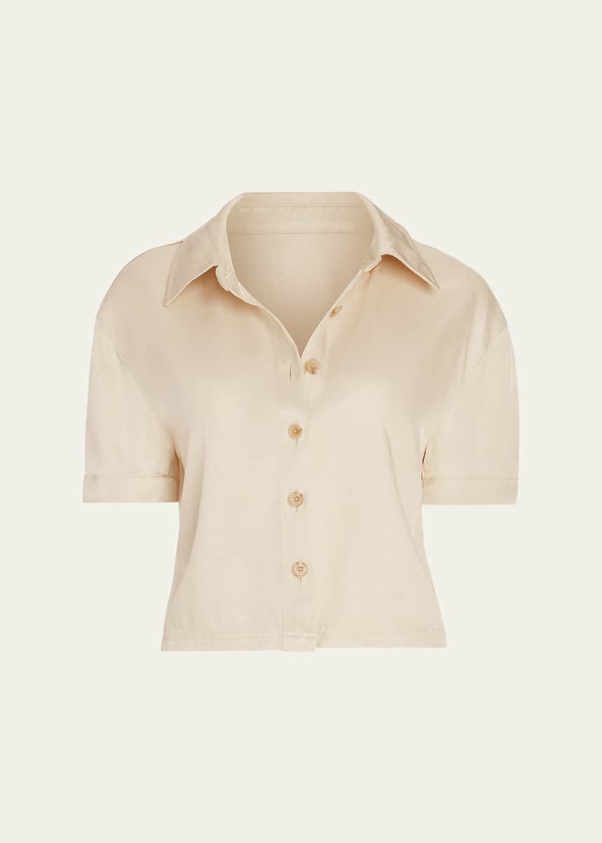 Ramy Brook Ophelia Cropped Button-Front Shirt