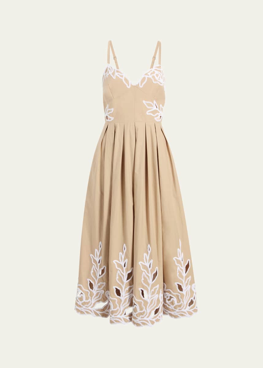 Cinq a Sept Maude Sleeveless Embroidered Midi Dress