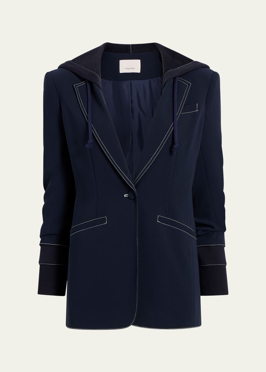 Cinq a Sept Khloe Hooded Topstitch Blazer