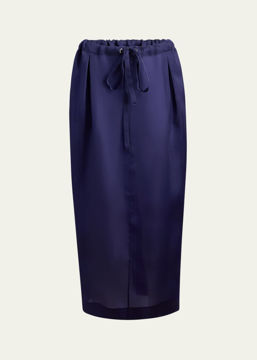 Khaite Chenton Long Drawcord Silk Skirt