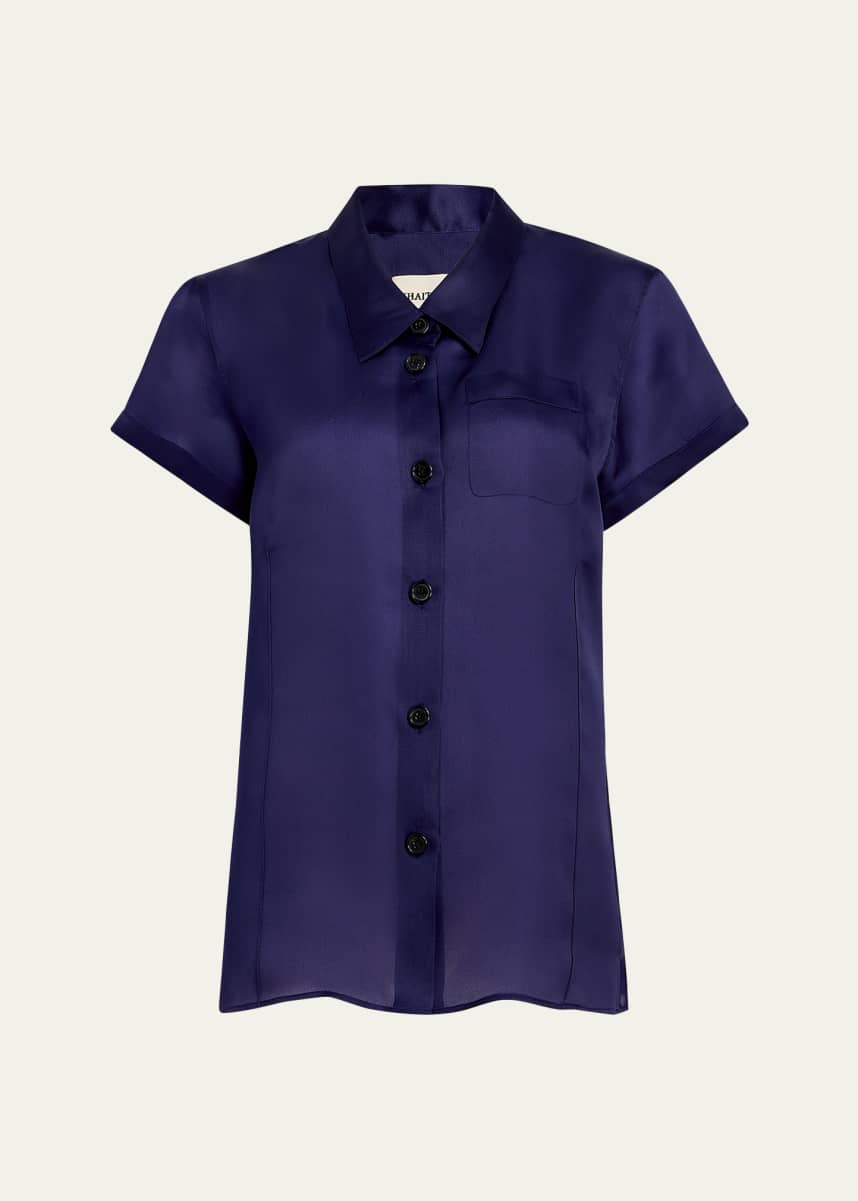 Khaite Keefe Short-Sleeve Silk Shirt