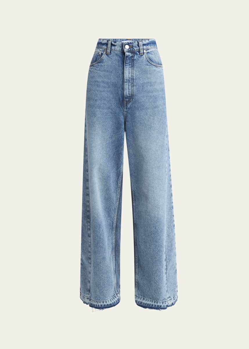 Stella McCartney Two Tonal Paneled Wide Leg Jeans