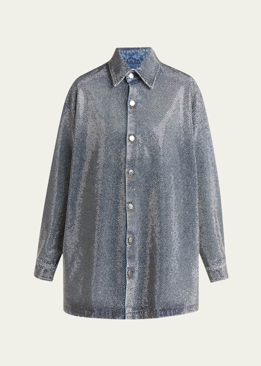 Stella McCartney Crystal Hotfix Denim Overshirt
