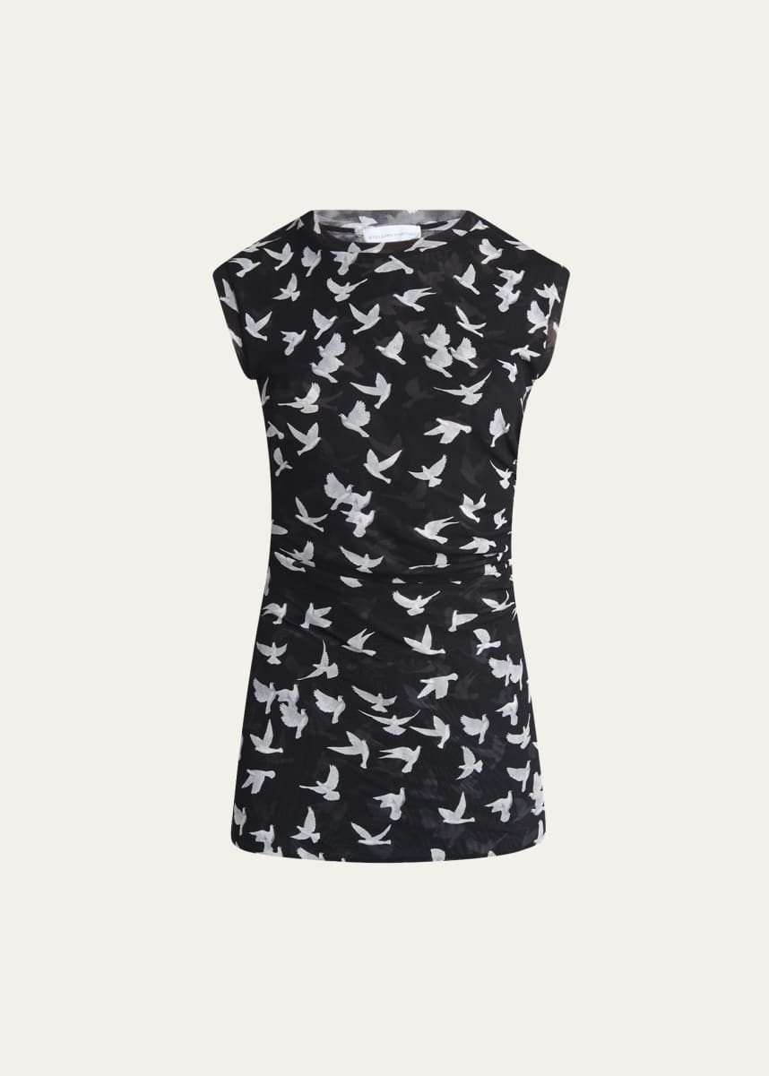 Stella McCartney Mesh Flying Bird Haze Ruched Top