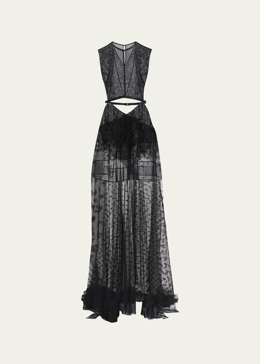 Stella McCartney Chantilly Lace Cutout Maxi Dress