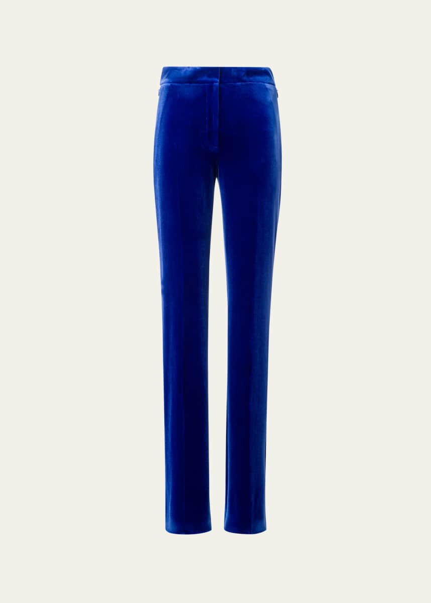 Akris Carl Stretch Velvet Straight Leg Pants