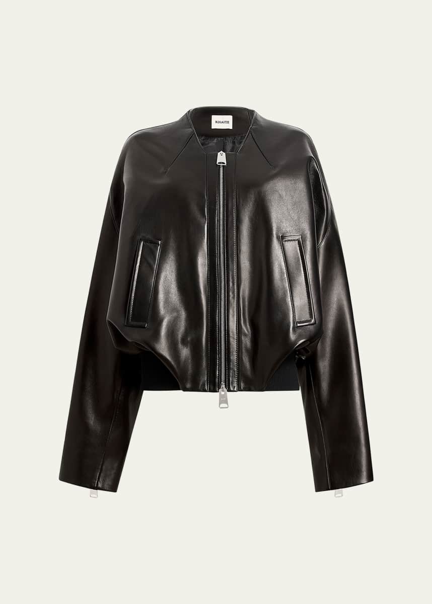 Khaite Hewit Zip-Cuff Leather Jacket