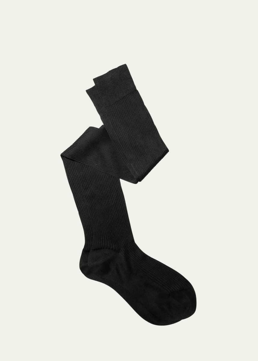 Maria La Rosa Ribbed Knee-Long Silk Socks