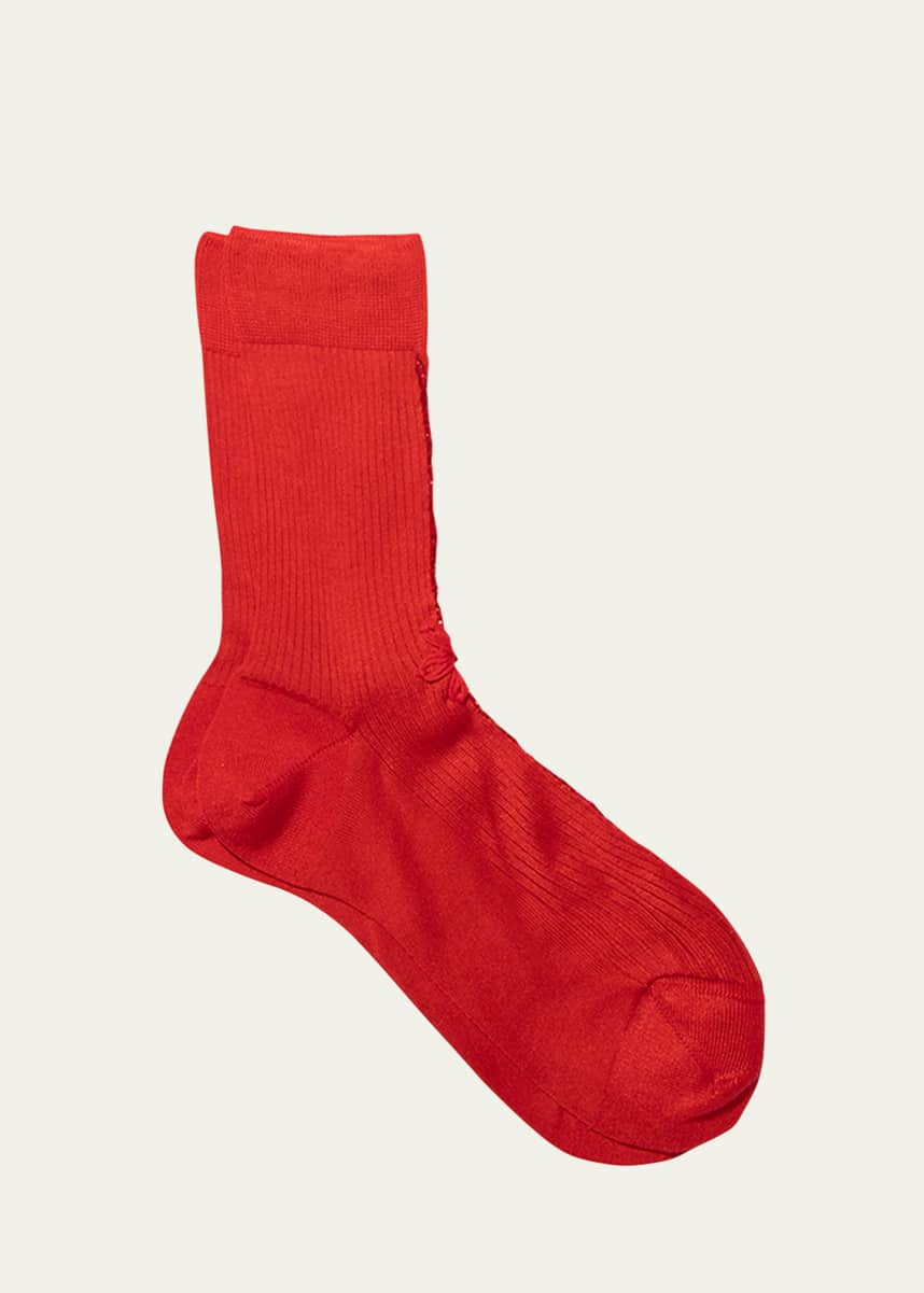 Maria La Rosa Marguerite Ribbed Crew Socks