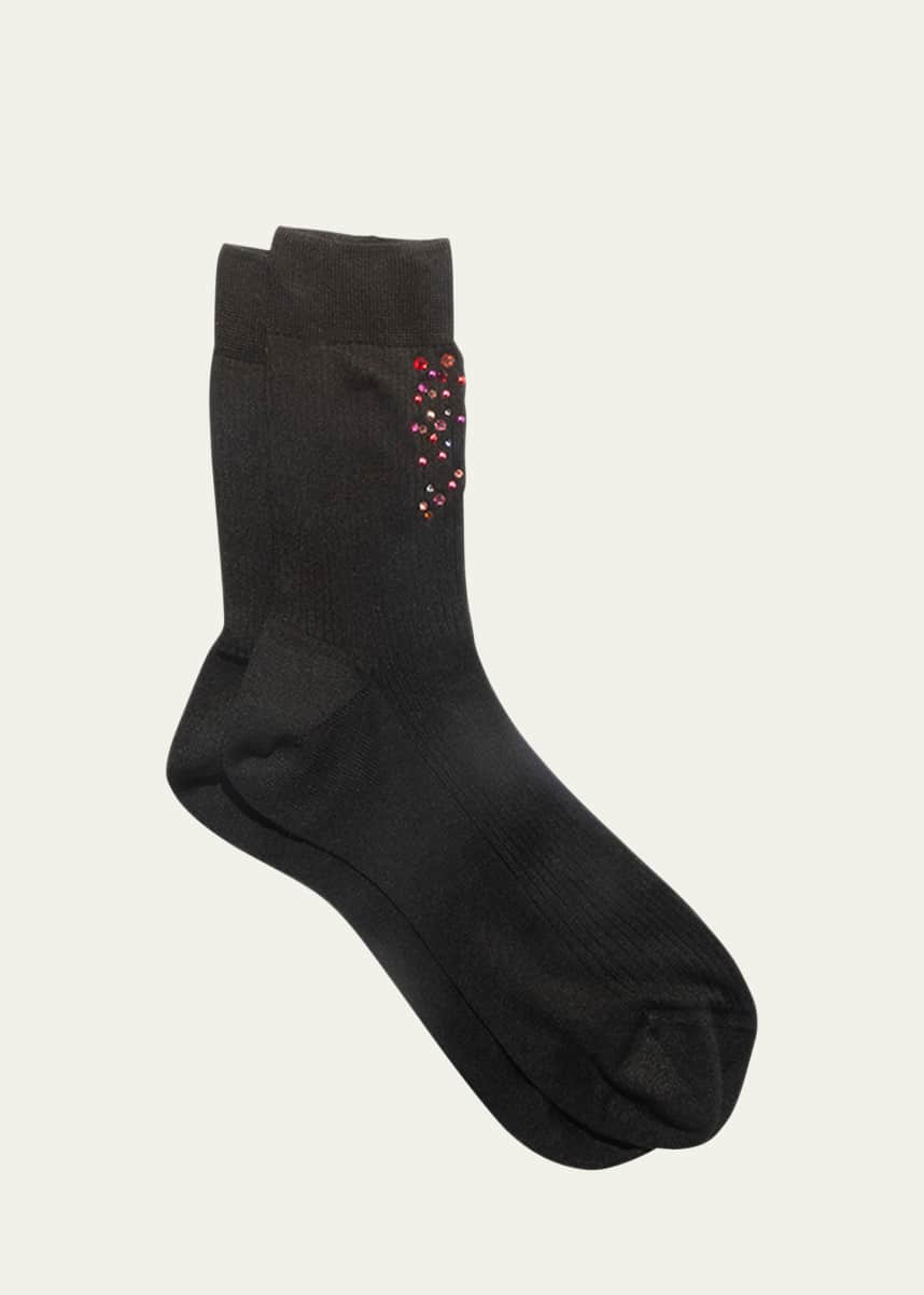 Maria La Rosa Brilliant Ribbed Rhinestone-Embellished Socks
