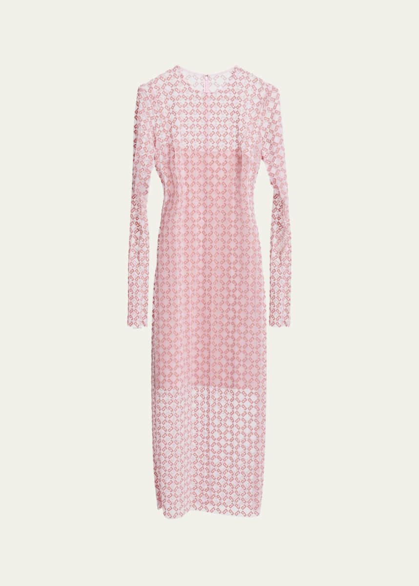 Givenchy Tulle Monogram Long Sleeve Midi Dress