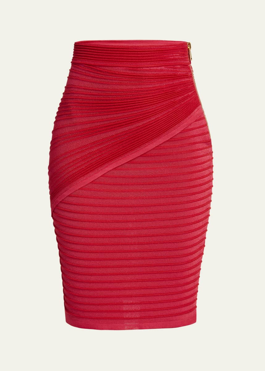 Balmain Ruched Knit Pencil Skirt