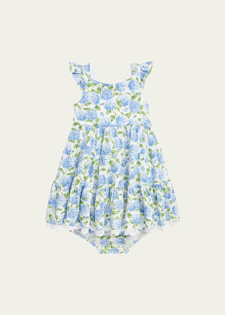 Ralph Lauren Childrenswear Girl's Floral-Print Dress W/ Bloomers, Size 3M-24M