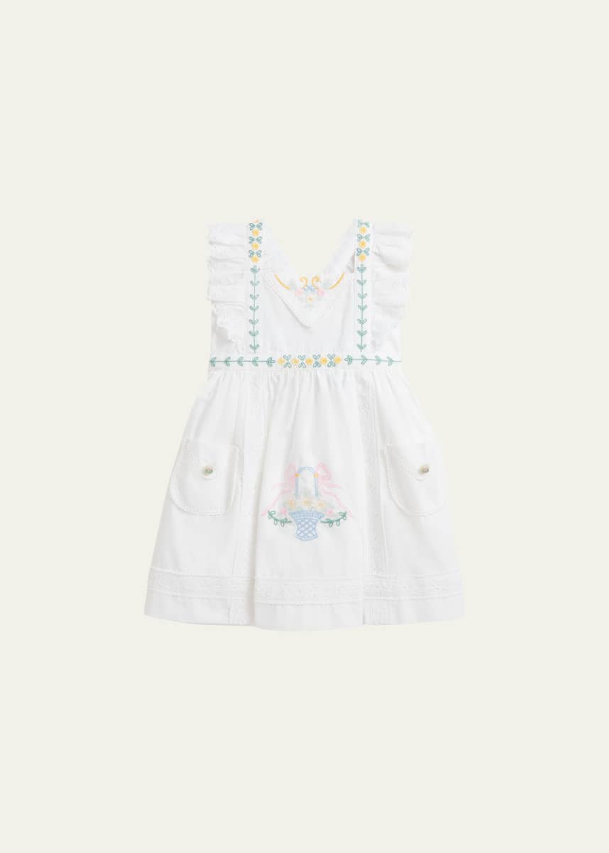 Ralph Lauren Childrenswear Girl's Eyelet Embroidered Floral Dress, Size 9M-24M